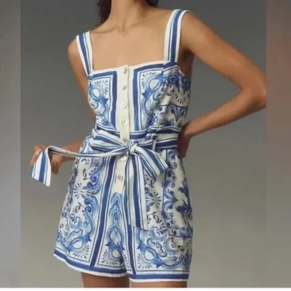 Farm Rio Blue Tiles romper - Picture 3 of 4
